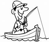 Fishing Boat Drawing Man Cartoon Line Guy Draw Fish Small Clipart Drawings Decals Vinyl Clip Fishermen Drawn Customize Sticker Getdrawings sketch template