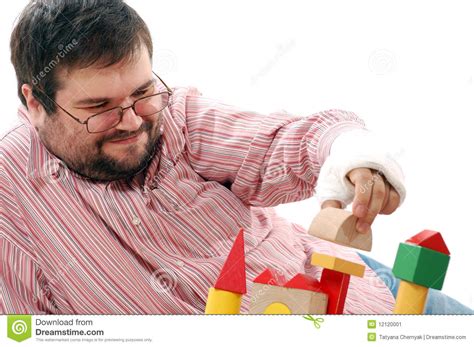 Man Playing With Toy Bricks Stock Image Image 12120001