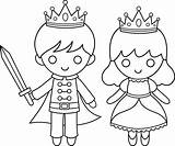Prince Princess Coloring Drawing Clipart Pages Printable Line Clip Crown Simple Drawings Sweetclipart Little Characters Princesse Color Dessin Coloriage Disney sketch template