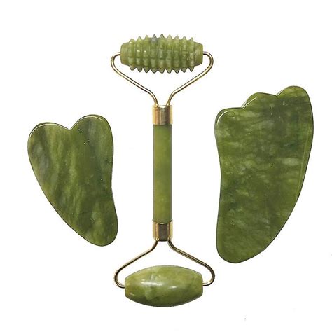 natural jade roller facial massager real stone set guasha tool