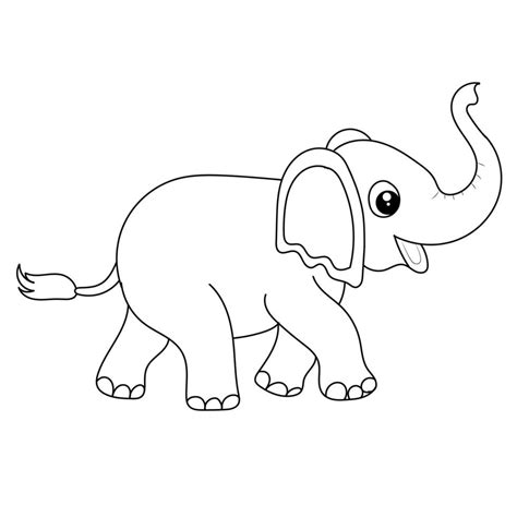 elephant coloring page  kids hand drawn elephant outline