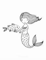 Mermaid Swimming sketch template