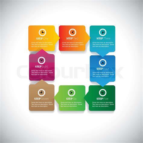 numbered sequence  steps flow colorful vector infographic stock
