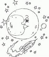 Moon Coloring Pages Rocket Kids Printable Flyby Finished sketch template