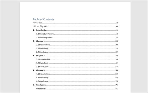 table  contents