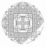 Mandala Coloring Pages Adult Angel Christian Square Symbols Printable Mandalas Adults Angelic Ancient Using Shapes Bible sketch template