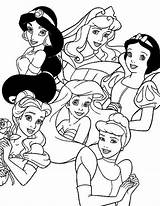 Disney Coloring Princesses Beautiful Color Kids sketch template