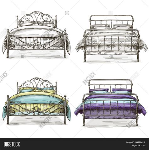 set beds drawing vector photo  trial bigstock