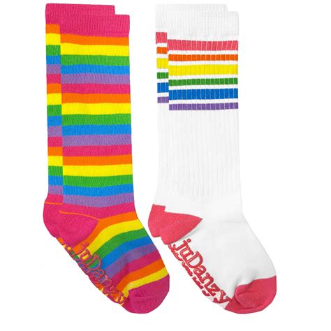 Bright Rainbow Stripe Socks And Rainbow Tube Socks