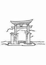 Itsukushima Schrein Wahrzeichen Denkmal sketch template