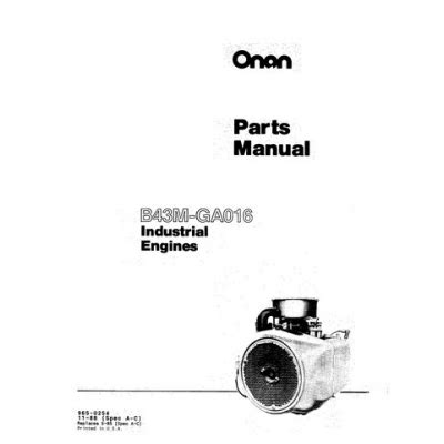 onan bm ga industrial engines parts manual