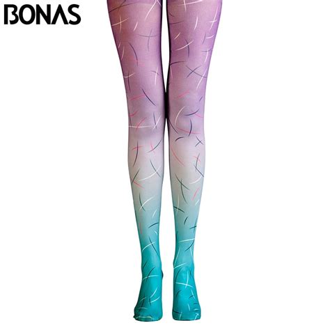 bonas brand new pantyhose women print tights high waist cotton legins