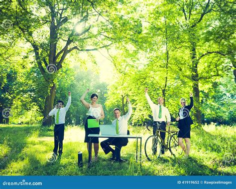 group  business people  nature stock photo image