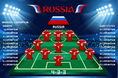 soccer starting lineup squad vector custom designed illustrations