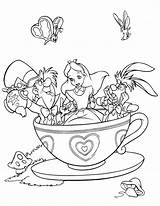 Wonderland Alice Hatter Mad Coloring Pages Getcolorings Printable Para sketch template