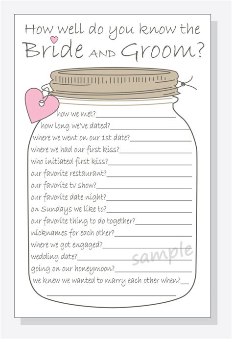 how well do you know the bride and groom printable cards
