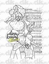 Garden Hymn Sheet Iris Coloring Process Print Kowal Dina Creative sketch template