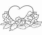 Roses Coloring Pages Hearts Drawing Rose Flower Getcoloringpages Printable sketch template