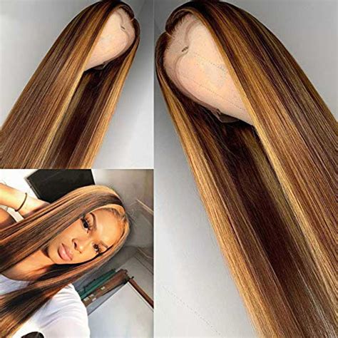 Straight Highlight 4x4 Lace Front Wig Honey Blonde Piano