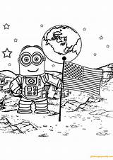 Coloring Moon Pages Astronaut A4 Walking Despicable Printable Colouring Kids Cartoons Print Minions Books sketch template