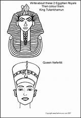 Nefertiti King Egyptian Tut Colouring Ancient Queen Tutankhamun Costume Egypt Coloring Fashion Drawing Pages History Mask Template Kings Queens Line sketch template