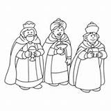 Mages Rois Coloriages Epiphanie Trois Célébration Jour Personnages Encens Myrrhe sketch template