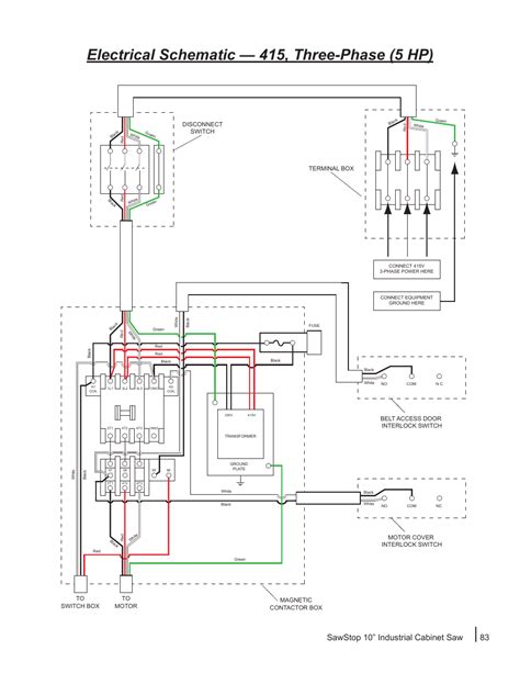electrical schematic   phase  hp sawstop  industrial cabinet   sawstop