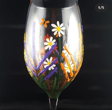 Hand Painted Wildflower Garden Wine Glasses Etsy