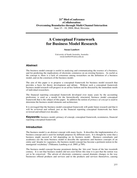 conceptual framework  business model research