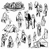 Refugees Sketch Illustration Vector Preview sketch template