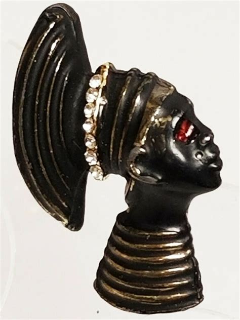 vintage blackamoor nubian princess african queen enamel