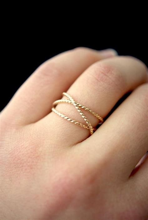 thick gold twist wraparound ring  gold fill wrap ring wrapped gold ring gold stack ring