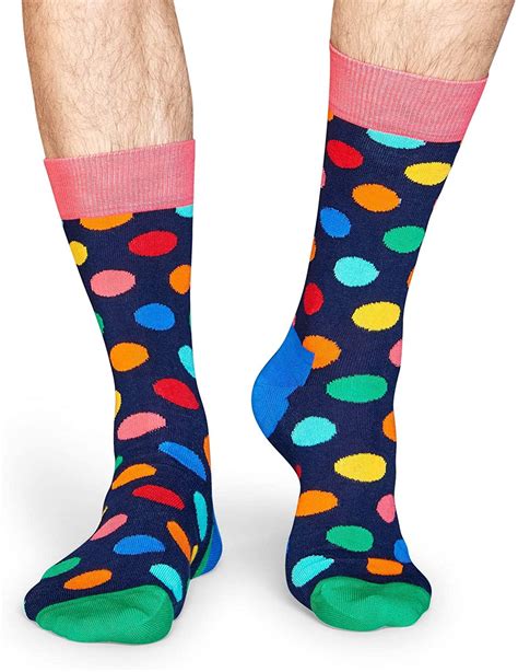 happy socks mens  pack unisex combed cotton crew big dot bright combo sock size  shoe