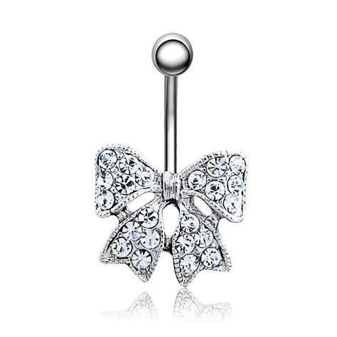 butterfly crystal bow tie women s fashion belly button rings piercing