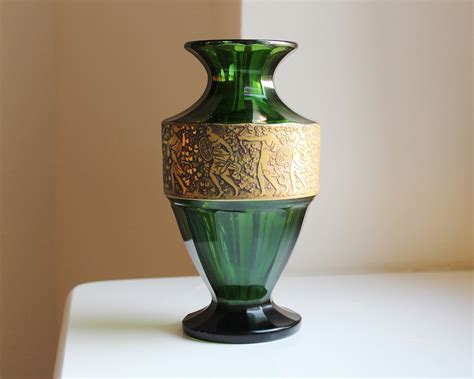 Moser Moss Green Vase Gilt Amazon Warriors Signed C 1925 Collectors