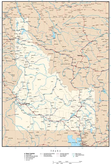 idaho map  adobe illustrator vector format