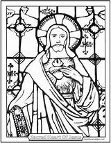 Stained Coloring Glass Pages Sacred Heart Jesus Window Religious First Catholic Church Devotion Friday Kids Saintanneshelper Color St Sheet Communion sketch template