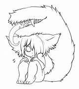 Lineart Furry Scared Use Base Little Deviantart Pages Coloring Template Anime Cat Girl Drawings Fantasy sketch template