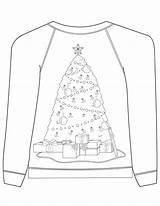 Sweater Ugly Christmas Coloring Tree Pages Drawing Printable Colouring Motif Jumper Sweaters sketch template