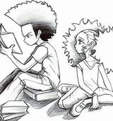 Boondocks Huey Freeman Jazmine Riley Dubois Grandad Younglady sketch template