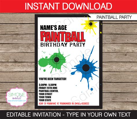 paintball party invitations template paintball birthday paintball