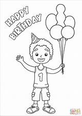Coloring Birthday Boy Happy Pages sketch template