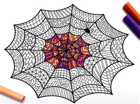 spiderweb  zentangle coloring page  halloween halloween