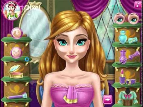 disney frozen annas   dress   cosmetics game youtube