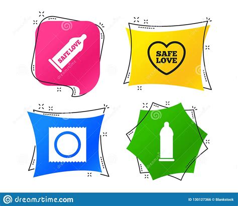 safe sex love icons condom in package symbols vector