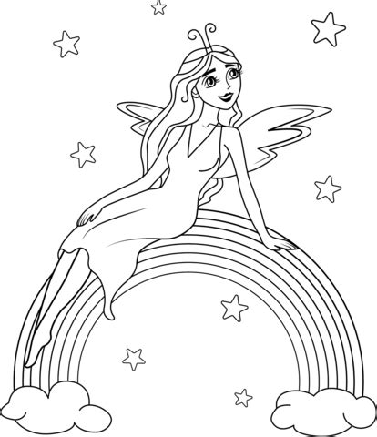 rainbow fairy coloring page  printable coloring pages