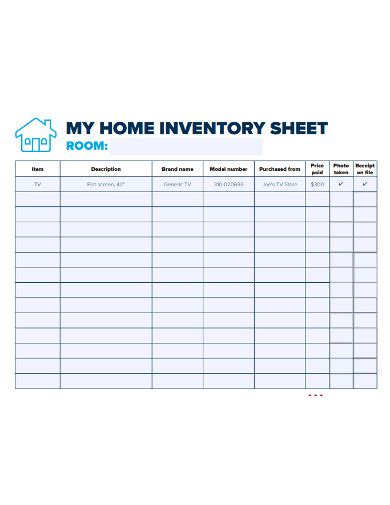 printable home inventory sheets