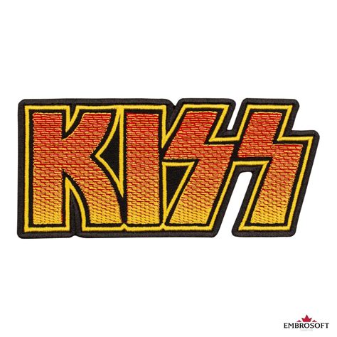 kiss logo gradient patch rock band embroidered emblem iron on size 5