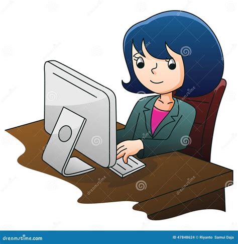 business woman  computer stock vector illustration  laptop