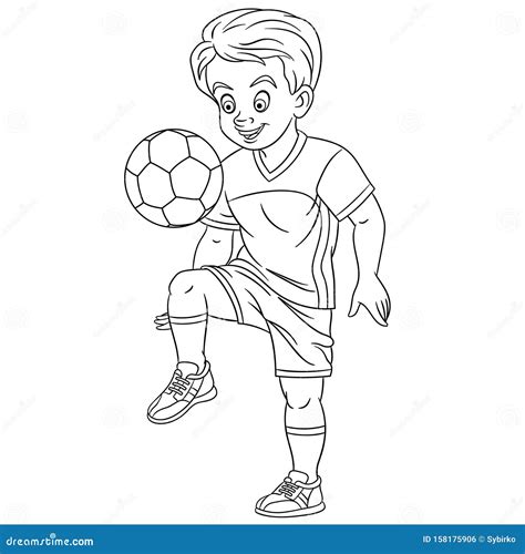 coloring page  footballer football player stock vector